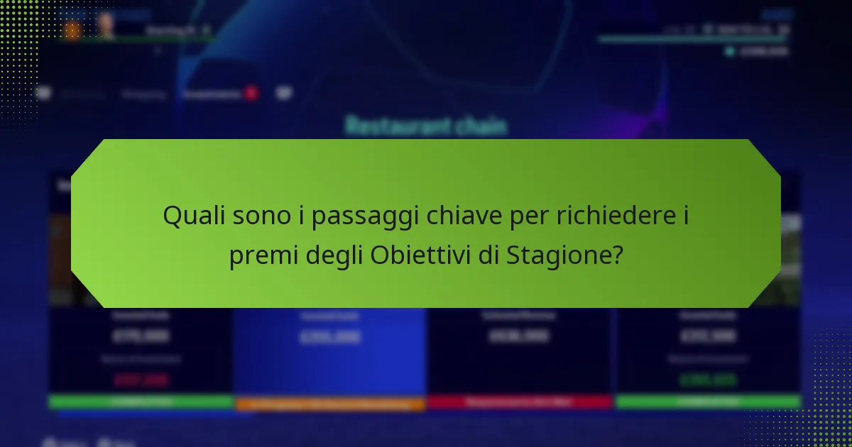 Quali risorse possono assistere nella richiesta dei premi degli Obiettivi di Stagione?